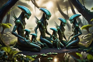 famila de aliens cenando en el bosque
,LegendDarkFantasy