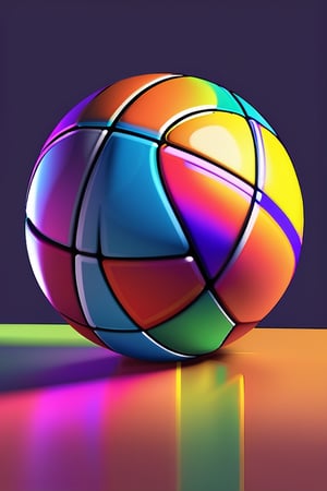 generate a full sphericmulti coloured  impossible basketball with hickeither style
