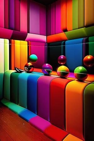generate a full calidoscopic multi coloured room with hickeither style
