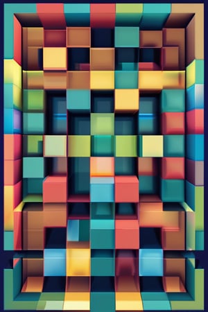 generate an full cubical laberynth shape multi colored and hickeither style
