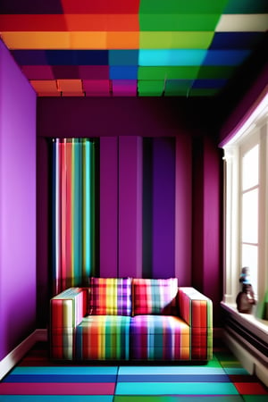 generate a full calidoscopic multi coloured room with hickeither style

