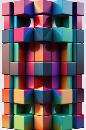 generate a full cube multi coloured shape with hickeither style
