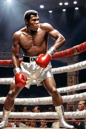 King Kong ,
Boxing arena,
Boxing gloves,
White gloves,
Fight ,
Mohammed Ali ,
Silver Cape,
