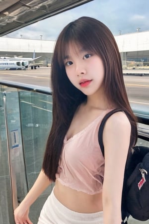 1 award winning beautiful face college Thai girl, sexy pose, airport
,babebiiie