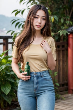 ((Best Picture Quality,Masterpiece,Superb Shots,High Resolution,RAW image)), Portrait photo with blur

Image of Japanese woman with green tea bottle, Japanese woman, very long hair, full body image, very good quality, very good face, simple clothes, jeans, Leonardo,Indonesiadoll,perfect