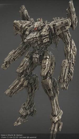 A magnificently colossal robotic spacecraft, this mechanical mecha is a truly distinctive creation. It is covered in heavy armor, brimming with an array of powerful weapons. The entire body of the mecha is visibly grounded, with every single detail meticulously designed. Its pose is captured through an impressive digital art painting that exhibits flawless composition. This impeccable image showcases intricate battle damage, showcasing previous encounters.