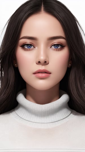 raytracing, absurdres, ultra detailed, 8k raw,
1girl,eyes,nose,lips,
sweater,white background,