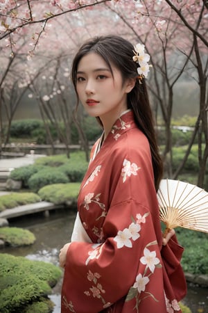 (ultra realistic,best quality),photorealistic,Extremely Realistic, in depth, cinematic light,hubggirl,

26yo girl, long black straight hair, delicate makeup, traditional red kimono with golden floral patterns, standing in a serene Japanese garden, cherry blossoms in full bloom around her. She is holding a paper umbrella, and the scene is illuminated by soft, natural sunlight. The atmosphere is peaceful and enchanting,

dynamic poses,particle effects,
perfect hands,perfect lighting,vibrant colors,
intricate details,high detailed skin,intricate background,
realism,raw,analog,taken by Canon EOS,SIGMA Art Lens 35mm F1.4,ISO 200 Shutter Speed 2000,