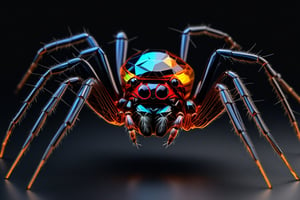 ((Spider)) very bright seven-color transparent glass with neon edges and absolutely black background, origami style, furious, fierce, magical and delicate line of scientific and technological sense, movie sense, HD, detailed light, cinematic, high detail, 4k, cyberpunk, 3D rendered, 32k, hyper detailed, magical and epic, epic light, the most perfect and beautiful image ever created, image taken with Sony A7SIII camera, many details, 8k speed effect, Phi phenomenon (Marcos Wertheimer), flat Vector delicate folds black background