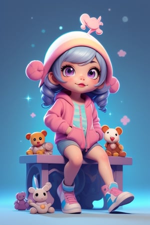 there is a girl sitting on a bench with stuffed animals, adorable digital painting, cute detailed digital art, cute digital art, cute 3 d render, cute art style, kawaii hq render, cute cartoon character, render of a cute 3d anime girl, childrens art in artstation, 8 k cartoon illustration, cute detailed artwork, cute character
INFO
