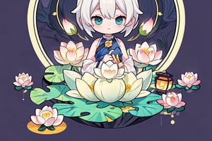 best quality, a simple monochromatic background, Lotus lantern, Buddha's birthday, lotus, lotus leaf, frame, ((no_human))
