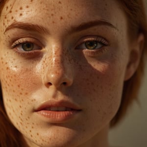 cinematic film still of  A cucoloris patterned illumination casting a diagonal thick bar shadow on a modeling woman with freckles:0.5 on her face and a freckle on her face, casting shadow style, shallow depth of field, vignette, highly detailed, high budget, bokeh, cinemascope, moody, epic, gorgeous, film grain, grainy