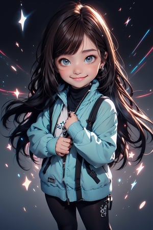 best quality, masterpiece, beautiful and aesthetic, vibrant color, Exquisite details and textures,  Warm tone, ultra realistic illustration,	(cute Arab girl, 8year old:1.5),	(Starlight theme:1.4),	cute eyes, big eyes,	(a beautiful smile:1.5),	16K, (HDR:1.4), high contrast, bokeh:1.2, lens flare,	siena natural ratio, children's body, anime style, 	Full length view,	Short Wave brown hair,	a white and blue tracksuit,	ultra hd, realistic, vivid colors, highly detailed, UHD drawing, perfect composition, beautiful detailed intricate insanely detailed octane render trending on artstation, 8k artistic photography, photorealistic concept art, soft natural volumetric cinematic perfect light.