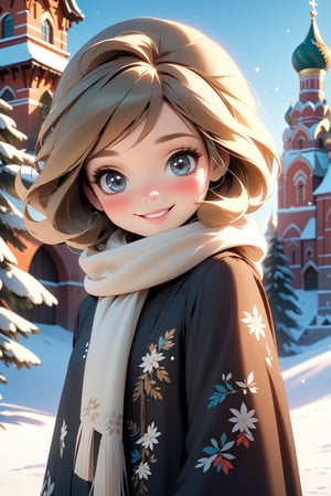 best quality, masterpiece, beautiful and aesthetic, vibrant color, Exquisite details and textures,  Warm tone, ultra realistic illustration,	(cute Russia girl, 6year old:1.5),	(snow theme:1.2),	cute eyes, big eyes,	(a big smile:1.2),	cinematic lighting, ambient lighting, sidelighting, cinematic shot,	siena natural ratio, children's body, anime style, 	head to toe,	Dark blonde long bob cut with blunt bangs,	a beanie, snowboarding wear, ski slope, Snowboarding, 	ultra hd, realistic, vivid colors, highly detailed, UHD drawing, perfect composition, beautiful detailed intricate insanely detailed octane render trending on artstation, 8k artistic photography, photorealistic concept art, soft natural volumetric cinematic perfect light. 