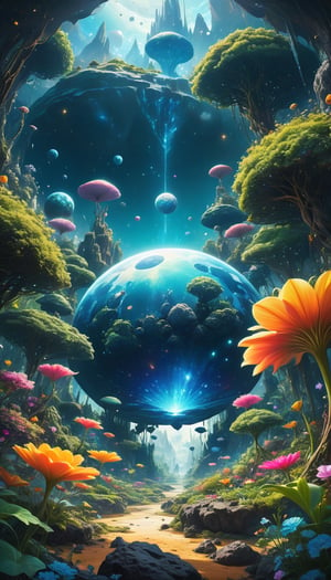 digital art in the style of epic Surreal, abstract, bizarre, A garden that lies on a floating asteroid,
32k uhd, focus eyes, fearsome appearance, masterpiece, high resolution, HD, 8k, best quality, intricate details, 