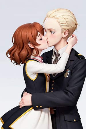 Draco malfoy and hermione granger,Flat vector art,kiss,guweiz style,anime