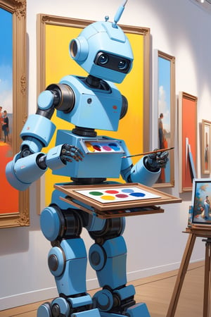 masterpiece, best quality,A painter robot paints itself in an art gallery,more detail XL