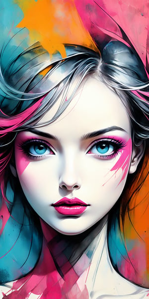 (masterpiece, high quality, 8K, high_res), handpainted, pencil drawning, underground art style,
portrait of a beautiful woman, vibrant picture, perfect colors combination, pink and white colors prevail, abstract, elegant merge of vibrant from pop art style and chaotic from grunge style, symbolism of unpredictability of life and vivid emotions, by badabum27