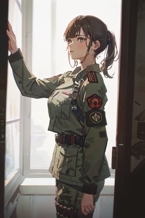 1girl, army uniform, masterpiece, best quality, ultra detailed, octane render, highres