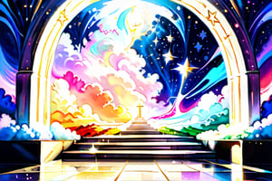 (best quality) beautiful (HDR:1.2) (realistic:1.2) (landscape:1.2) Outside, an illustration concept art the beautiful, heavenly, and ethereal glittery marble Stairway to Heaven that leads up to the sparkling exquisite Pearly Gates of Heaven, magical aura, bright bold sparkly vibrant colors that pop, shooting stars, masterpiece, 8k resolution astral, radiant, hyperdetailed, colorful, detailed, dreamy serene, mystical (heaven:1.1)
