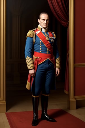 good quality image, beautiful image, realistic image, masterpiece, beautiful colors, latest generation image, best image quality, full hd, 8k unit, beautiful image,1man,napoleon bonaparte,((full body)),genius military, emperor, (a broad and prominent forehead), (with thick eyebrows and dark, penetrating eyes). (His nose was straight and angular), (and his chin was slightly retracted). In general, his face had a serious and determined expression, which reflected his strong and determined personality,
Stylish,more detail XL
