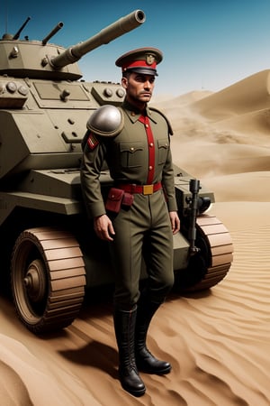 good quality image, beautiful image, realistic image, masterpiece, beautiful colors, latest generation image, best image quality, full hd, 8k unit, beautiful image, ultra realistic image, 1 man, emperor, driver's hat war tank ((full body)), military genius, emperor, worn military uniform, dirty uniform full of dust and sand,, full of medals, (broad and prominent forehead), (with bushy eyebrows and dark, penetrating eyes). (His nose is straight and angular), (his chin is slightly retracted). Overall, his face has a serious and determined expression, which reflected his strong personality, a, sand desert, armored vehicle, caterpillar, military vehicle, flat illustration, high contrast, vibrant vector, vector image, 8k, wiesel, armored vehicle tracked, tank
Stylish,more detail XL,bloodyface,non-humanoid robot