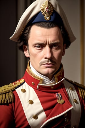 good quality image, beautiful image, realistic image, masterpiece, beautiful colors, latest generation image, best image quality, full hd, 8k unit, beautiful image,1man,((napoleon bonaparte)),warrior man,part upper body, military genius, emperor, (a broad and prominent forehead), (with bushy eyebrows and dark, penetrating eyes). (His nose was straight and angular), (and his chin was slightly retracted). In general, his face had a serious and determined expression, which reflected his strong and determined personality, a man of great intelligence and cunning, capable of making quick and effective decisions in crisis situations, skill as a military strategist, and for being a leader. charismatic and persuasive, capable of inspiring his soldiers to follow him in battle,((battlefield)),explosions,
Stylish,more detail XL