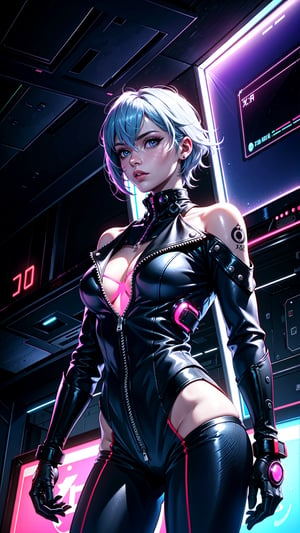 a boy holding one archery, In a neon-lit, perfect body composition, futuristic cityscape, a cyber-enhanced individual, Their glowing tattoos and neon hair stand out in the vibrant, technologically advanced world. The intricately detailed cyber-eyes peer into the augmented reality interface, while the holographic display showcases their cybernetic implants. Dressed in a leather jacket, off-shoulder, adorned with high-tech accessories, they exude a sense of style and power. Reflective surfaces capture the neon reflections, and dramatic lighting enhances the sci-fi aesthetic. Their appearance is a masterpiece of futuristic fashion and cybernetic enhancements.,fate/stay background