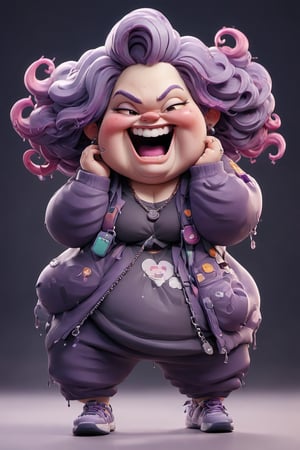 high quality
obese woman
ugly purple hair

smiling

in a hurry,dripjacket