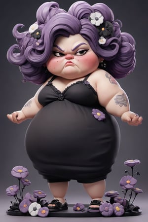 high quality
obese woman
ugly purple hair
dressed in black

with black and white flowers,IncrsXLDealWithIt