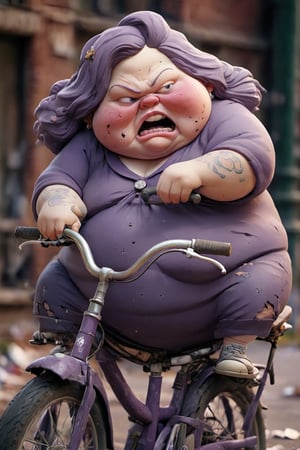 high quality
obese woman
ugly purple 

on a broken bicycle
