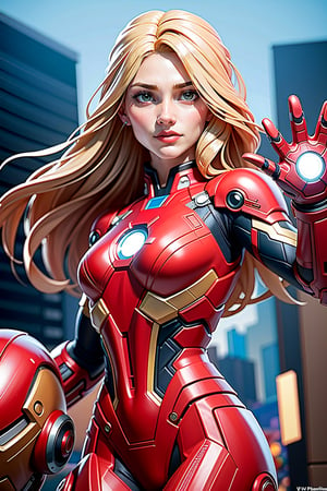 1girl, Gwyneth Paltrow as Ironman (from marvel studios), red Ironman suit (holding your helmet), smile, look at viewer, (masterpiece, best quality, detailed cloth texture, beautiful detailed face, intricate details, ultra detailed), blonde hair, dynamic pose, (random angles), (Best quality, A high resolution, Photorealistic, primitive, buildings destroyed, abstract background, (8K,Masterpiece, ),Best quality, Masterpiec8K.hdr. High ribs:1.2, filmgrain, Blur bokeh:1.2, Lens flare, (vivd colour:1.2), (Delicate),
