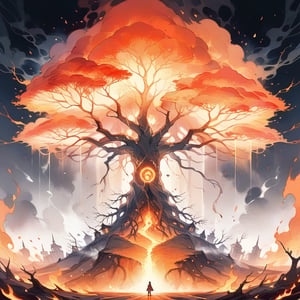 Burn World tree ,fire,masterpiece, best quality, aesthetic