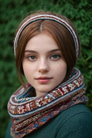 photorealistic,portrait of hubggirl, 
(ultra realistic,best quality),photorealistic,Extremely Realistic, in depth, cinematic light,a close up of a person wearing a scarf and ear muffs, a picture, realism, fashion model, white skin color, teenager girl, portrait of arya stark, symmetric and beautiful face, with round face, girl with brown hair, perfect hands,perfect lighting, vibrant colors, intricate details, high detailed skin, pale skin, intricate background, realism,realistic,raw,analog,portrait,photorealistic, taken by Canon EOS,SIGMA Art Lens 35mm F1.4,ISO 200 Shutter Speed 2000,Vivid picture,hubggirl