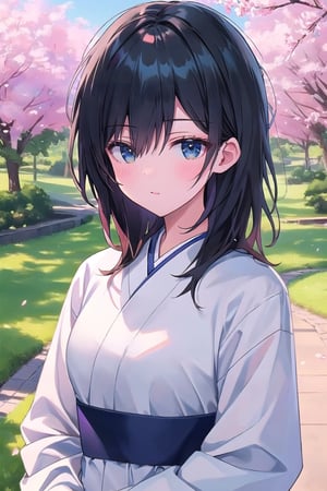 hd, HDR, UHD, 4k, 2k, 6k, 8k, ultra HD, high graphics, best graphics, highest quality, best quality, ultra quality, (((masterpiece))), (((best quality))), ((ultra-detailed)), (illustration), (detailed light), an extremely delicate and beautiful, beautiful detailed eyes, sunlight, cherry blossoms, Ishimi, ishimi yokoyama, full body