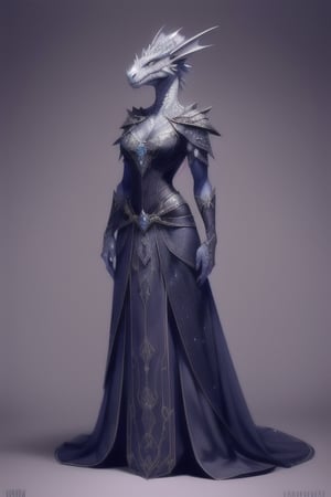 Female dragonborn wearing a royal dress with dark 
BLACK scales for skin and an evil smile in a dnd art style in an elegant pose, ultra realistic, Lifelike, fantasy art