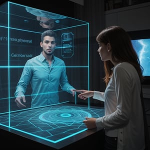 Future social interaction via holographic projection.