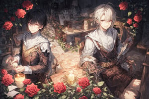 Official Art, Unity 8K Wallpaper, Extreme Detailed, Beautiful and Aesthetic, Masterpiece, Top Quality, perfect anatomy, MALE, (male:1.5)

a beautiful male with a brown satchel filled with flowers, apothecary, wildflower, 1guy, solo, smile, long sleeves, holding, flower, rose, holding flower, rose bush, brown theme, 

a beautifully drawn (((ink illustration))) watercolor painting, concept art, (best illustration), (best shadow), Analog Color Theme, vivid colours, contrast, smooth, sharp focus, scenery, 

(Pencil_Sketch:1.2,masterpiece, midjourney, best quality, messy lines,high detail eyes,More Detail,perfect light,portrait