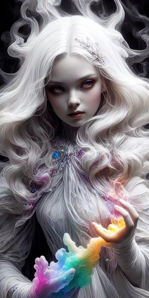 beautiful girl 19 yo, ((translucent)), clear, ((ghostly)), colorful smoke, ((ghostly)), transparently air, amazingly fluid air, detailed, light particles, vivid color, artgerm, dreamlike, pretty face, by vovin, award - winning photograph, masterpiece, ,crystal_clear,SelectiveColorStyle