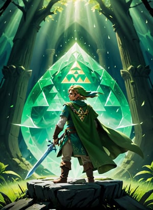 ((Masterpiece in maximum 4K resolution, with a style inspired by the epic universe of Zelda Tears of the Kingdom, fusing elements of adventure and fantasy.)) | In a magical kingdom shrouded in tears, the legendary hero, Link, takes the lead role. The scene unfolds with Link in the center, with his back to the viewer, looking at a horizon full of challenges and mysteries. His greenish cloak flutters gently in the wind, while the Triforce glows in his hand. | The composition highlights the immensity of the kingdom, with Link occupying the center of the image. The angle, subtly tilted, adds an aura of mystery and expectation to the scene. | Dramatic lighting highlights Link's profile and the surrounding landscape, creating a contrast between light and shadow that highlights the game's epic atmosphere. Effects such as motion blur and reflected light add dynamism to the image. | Link, the hero back in "Zelda Tears of the Kingdom", with his back to the viewer, facing a magical kingdom full of challenges and secrets. | {The camera is positioned very close to him, revealing his entire figure as he assumes a dynamic pose, interacting with and leaning against a structure in the scene in an exciting way.} | He takes a dynamic pose, boldly leaning on a structure, his cloak flowing in the wind, creating an engaging and mysterious atmosphere, | ((perfect_pose, perfect_anatomy, perfect_body)), ((perfect_finger, perfect_fingers, perfect_hand, perfect_hands, better_hands)), ((More Detail, ultra_detailed)), Enhanced All