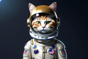 Super realistic anthropomorphic cat wearing a space suit