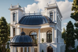 RAW photo, masterpiece, (((10 floors )))
house with a car parked in front of it, neo - classical style, rendered in lumion pro, classicism style, classicism artstyle, lumion render, rendered in lumion, architectural visualization, neoclassical style, in style of classicism, white light sun, rendered in vray, rendered in v-ray, rendered in unreal engine 3d, (photorealistic:1.2), best quality, ultra high res, exterior, architechture,modern house,(white wall:1.4), (detail gate black:1.4), (photorealistic:1.4), best quality, ultra high res, exterior,architechture,neoclassic house,(white wall:1.2), (detailed reliefs:1.2), (The front 1st floor has 4 windows), (the right side 1st floor has 4 windows), (the main side has three-step stairs), (the right side has three-step stairs) ,glass windows,,trees,traffic road, blue sky,in the style of realistic hyper-detailed rendering, luxury neoclassical villa, in the style of neoclassical scene, glass windows, (white navy roof:1.2), best quality, (straight strokedetail:1.1) roof top, (Intricate lines:1.4), ((Photorealism:1.4)),(((hyper detail:1.4))), archdaily, award winning design, (dynamic light:1.3), (night light:1.2), (perfect light:1.3), (shimering light :1.4), refection glass windows, (curved line architecture arch:1.2), trees, beautiful sky, photorealistic, FKAA, TXAA, RTX, SSAO, Post Processing, Post-Production, CGI, VFX, SFX, Full color,((Unreal Engine 5)), Canon EOS R5 Camera + Lens RF 45MP full-frame CMOS sensor, HDR, Realistic,8k,((Unreal Engine 5)), Cinematic intricate detail, extreme detail, science, hyper-detail, FKAA, super detail, super realistic, crazy detail, intricate detail, nice color grading, reflected light on glass, eye-catching wall lights, unreal engine 5, octane render, cinematic, trending on artstation, High-fidelity, Viwvid, Crisp, Sharp, Bright, Stunning, ((Lifelike)), Natural, ((Eye-catching)), Illuminating, Flawless, High-quality,Sharp edge rendering, medium soft lighting, photographic render, detailed archviz,3d style,Modern bedroom