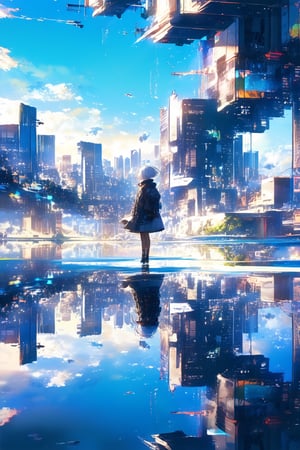 //quality, (masterpiece:1.4), (detailed), ((,best quality,)),//(kaleidoscope:1.4),(floating city,floating cityscape in sky :1.4),(reflection,reflection of the cityscape in sky:1.4),scenery,(horizon:1.3),Surreal Elements,glitch,(data codes:1.3),(glitch effect:1.3),(cyberpunk:1.2),1girl,white_hair,short_hair,wide_shot,mid_shot