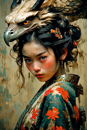 A charming and charming Japanese beauty named Xuezi, 16yo, Xuezi sits astride the body of a huge dragon. An eagle is perched on Xuezi's hand, driving away those who stay and attracting those who escape. she destroyed sacred and secular dignity and caused earthquakes. she teaches all languages.,score_9