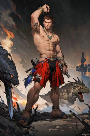 highly detailed, high quality, man, barbarian, barbaric, barbarous, dynamic pose, pubis, bushy_pubes, pubic_hair, hairy legs,body hair, shaggi body hair, warrior, tribal, tattoos, tribal tattoos, tribal ornaments, tribe, man, glorious, manful, manly, men, crotch_bulge, bulge, short hair, people, people around, trees, animals, plants, planes, helicopters, tanks, ships, entire plane, ,whole body, 50 meters high, giant, cityscape, city, buildings, city horizon, city skyline, landscape, ci-fi, punk, thong, hairy, chris redfield, handsome man, piercings, hairyalpha, sexy, men's thong, naked, almost_naked, scars, battle, fighter, weapons, sword, axe, batons, war, explotions, fire, nudity, nude, naked,full-body_,night city, night, Frazetta,hackedtech,scifi,1boy,VPL,hairy,posing,Frazetta,cyberpunk,hairyalpha,jaeggernawt,Gen X Club,StokeRealV1,data stream, science_fiction,sci-fi,anato, god,pixelated, eros,bulge, crotch_bulge, underwear_bulge,normal testicules, normal balls, hairy chest, hairy abdomen, hairy legs, hairy arms, crhis redfield, hairy pubis, hairy armpits, full_body, evil look, evil gesture, sandalpunk, color eyes,facial hair,4rmorbre4k, night_sky,punk,1990s,yofukashi background,flower4rmor,Flower,pyromancer,dynamic pose,necklace, bracelet, ankle bracelet, thong_bikini, suspensory, attack, aztec, fighter, dinosaurs, reptiles,kaiju, battle, battlefield,