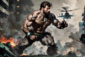 highly detailed, high quality, full-body_portrait, full-length_portrait,man, barbarian, barbaric, barbarous, pubis, bushy_pubes, pubic_hair,body hair, warrior, tribal,tribal tattoos, tribal ornaments, tribe, man, glorious, erotic,  manful, manly, men, crotch_bulge, bulge, underwear_bulge,short hair, people, people around, trees, animals, plants, planes, helicopters, tanks, ships, 50 meters high, giant, cityscape, city, buildings, city skyline, landscape, punk, hairy, chris redfield, piercings, naked, almost_naked, scars, battle, fighter, attack, weapons, sword, axe, batons, war, explotions, fire,full-body_,night city, night, Frazetta,hackedtech,VPL,posing,cyberpunk, science_fiction,sci-fi,anato, god, eros, hairy chest, hairy abdomen, hairy armpits, full_body, evil look, evil face, sandalpunk,facial hair, night_sky,punk,pyromancer,dynamic pose, heroic,necklace, bracelet, ankle bracelet, attack, fighter, dinosaurs, reptiles, mammals,kaiju, battle, battlefield,HANDSOME MAN, thong, jockstrap, thongs,yofukashi background, science_fiction, sci-fi,scifi,action_pose, dynamic_pose,