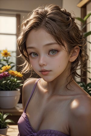 Photograph of a 11yo young  girl, (wearing hot outfit, dynamic pose, in a flower shop), cinematic light, ray tracing, analog style, professional esthetics, (look at viewer), ,photorealistic,AIDA_LoRA_apv2020,Masterpiece,leonardo,<lora:659111690174031528:1.0>