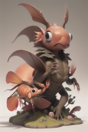 an anomalocaris and a shrimp pistols making friends