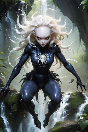 The monster is half human and half spider, but its body is white and even transparent. Its lower body is that of a spider, and its upper body is that of a voluptuous woman. It has a waterfall of hair. It exudes a charming and charming charm, and has a sense of blurred and beautiful dreams.