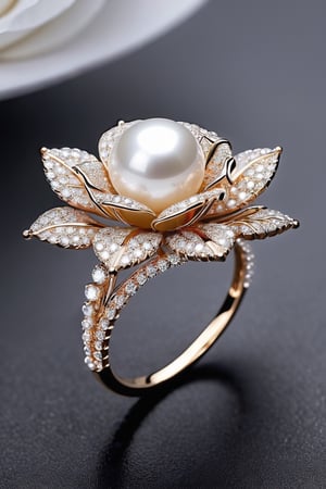 The diamond ring shape of Rose shapedof small  pearl 